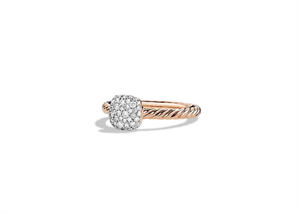 Rose Gold Plated CZ Studded Ladies Twisted Ring